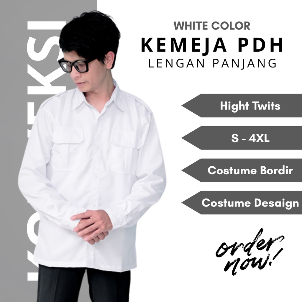 Kemeja Putih Pns Baju pdh Putih Baju atasan putih Pns pria lengan Panjang Seragam Putih PNS Murah