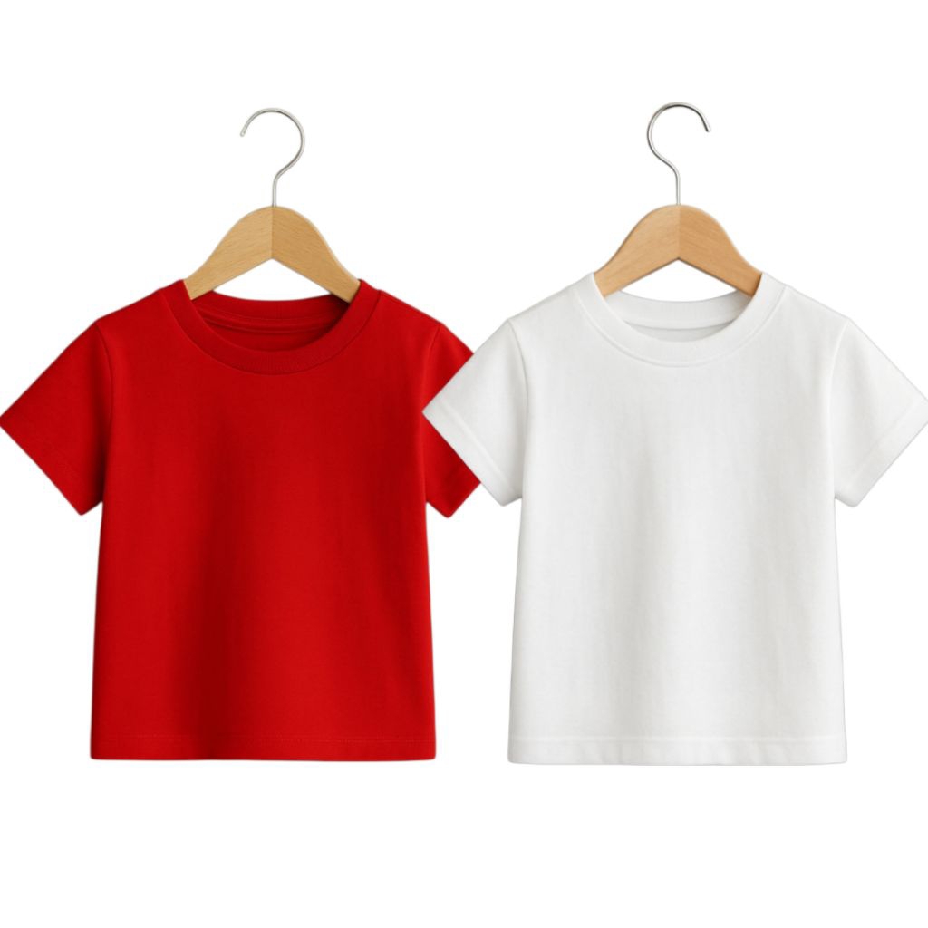Kaos Anak Merah Putih Polos | Kaos Basic Anak Laki Perempuan