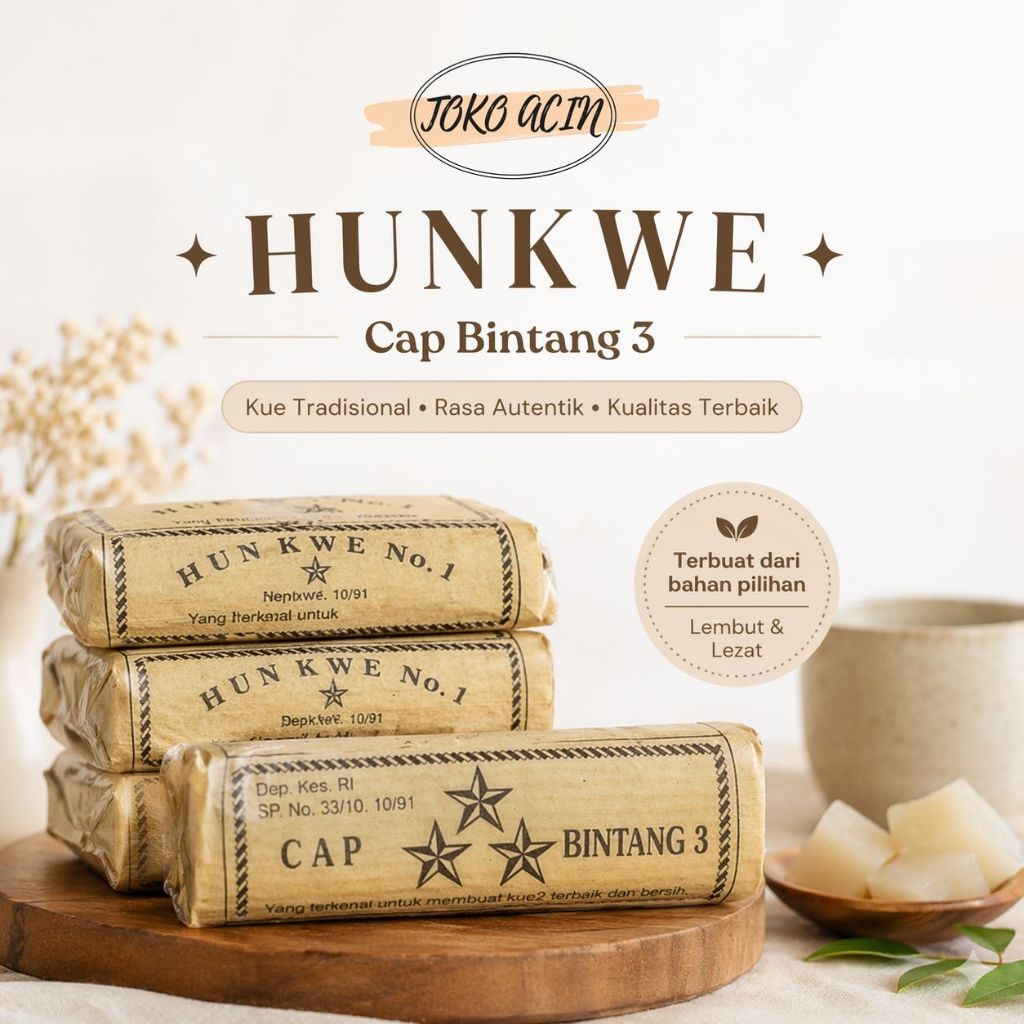 Tepung Hunkwe cap bintang 3 90gr | Tepung hunkwe Tepung Kue Tradisional | Tokoacinn
