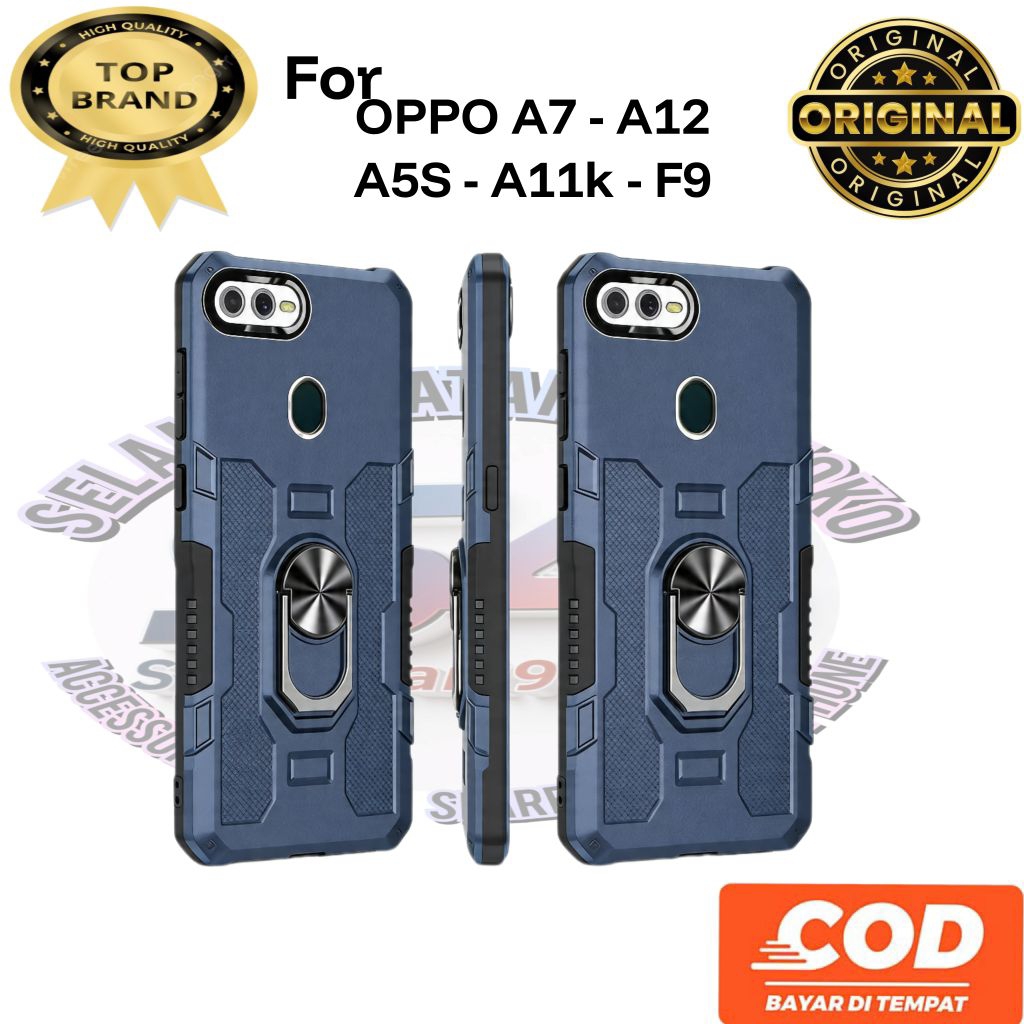 Casing Oppo A7 Oppo A12 Oppo A11k Oppo A5s Oppo F9 Hard Case Ring Armor Robot Case Kickstand Hybrid/