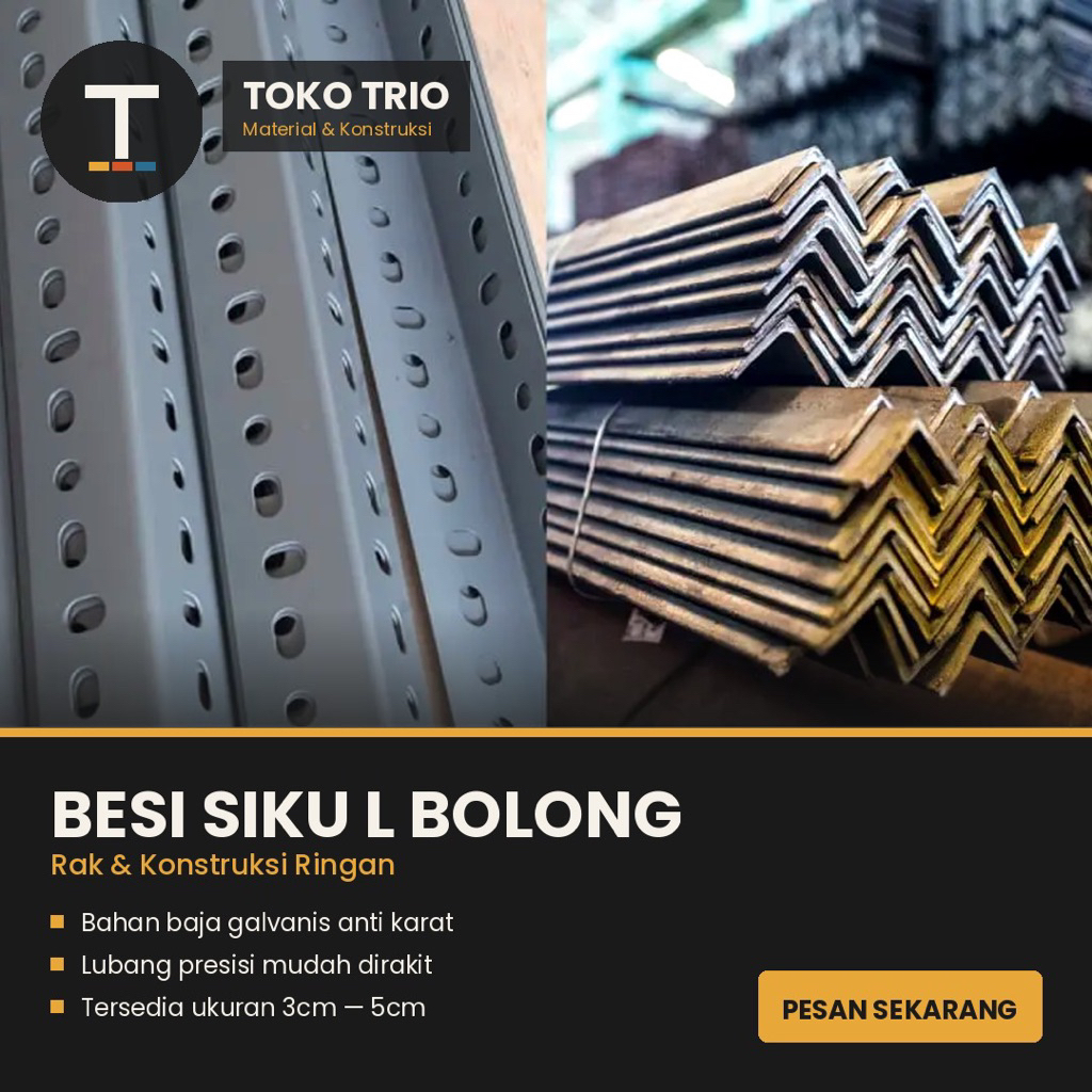Besi Siku L Lubang Bolong Galvanis Rak Gudang Siku Besi Lubang 3cm 4cm 5cm per Batang