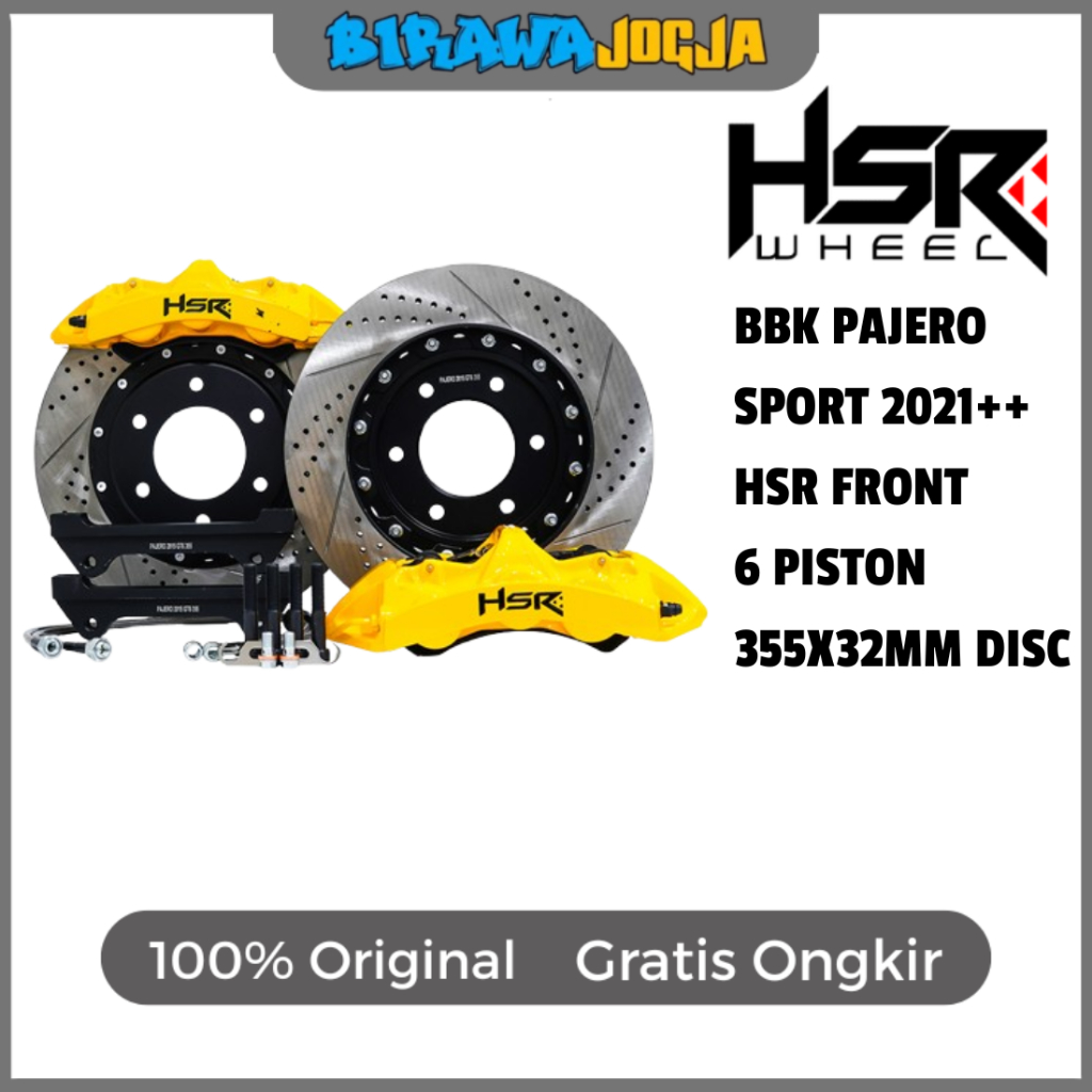 BBK PAJERO SPORT 6 POT KUNING BBK YELLOW HSR 6 PISTON MZGT6 FRONT 355X32 DRILLED SLOTTED PAJERO 2021