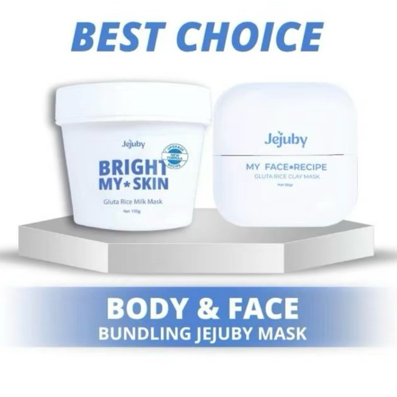 NEW PRODUK JEJUBY COMBO BODY & FACE GLUTA RICE CLAY MASK ICONIC GIRL