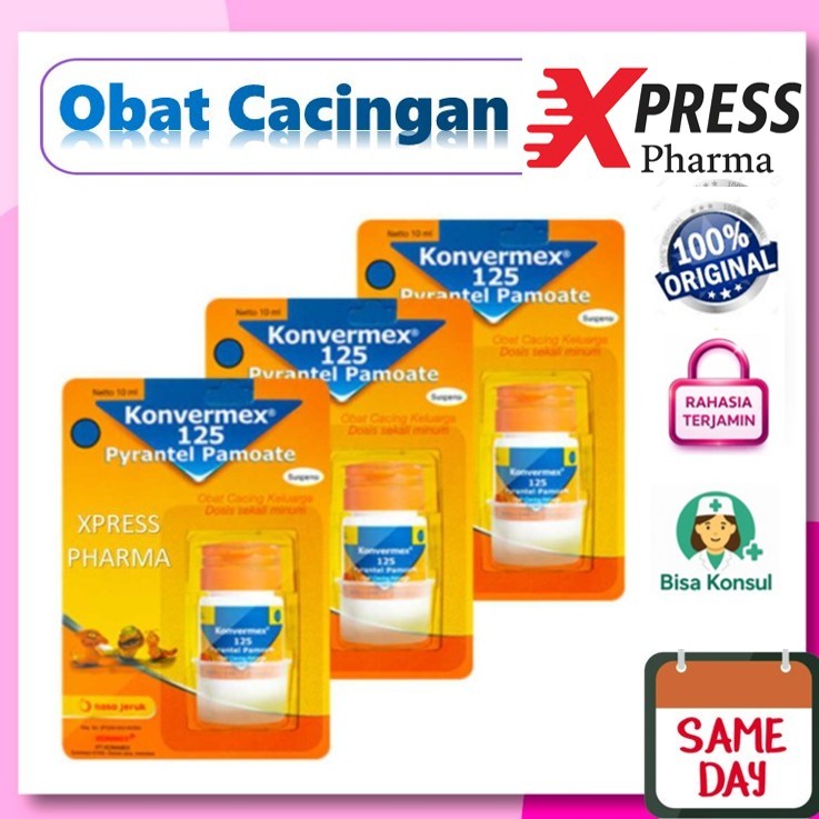 XPRESS  Konvermex 125 obat Cacing Cacingan Pirantel pamoat Combantrin Pyrantel Konvermek