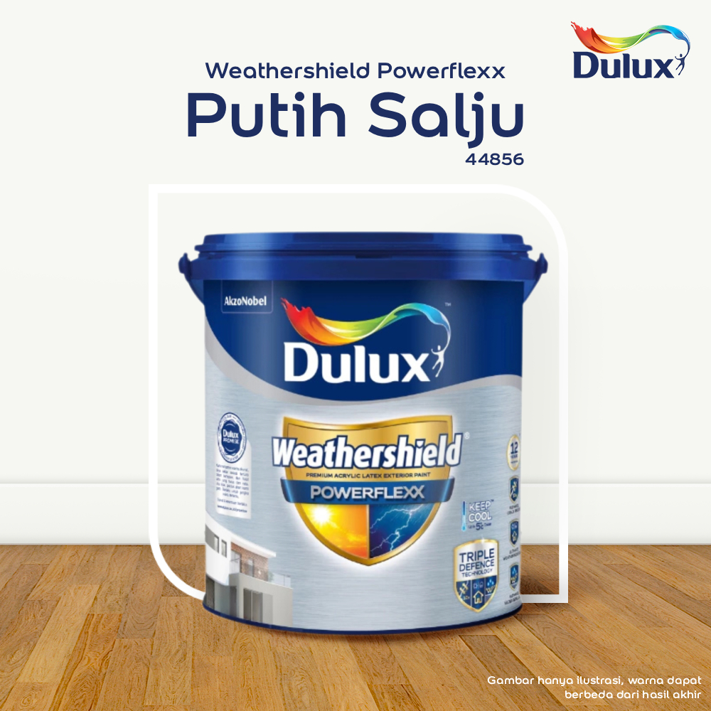 CAT TEMBOK PUTIH SALJU DULUX WEATHERSHIELD POWERFLEXX - 20 LITER CAT PUTIH SALJU 44856 CAT TEMBOK EK