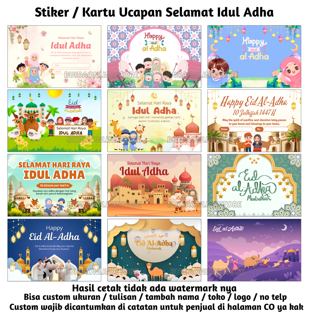 Stiker Kartu Ucapan Label Selamat Hari Raya Idul Adha happy eid al adha kemasan dekorasi hampers hia