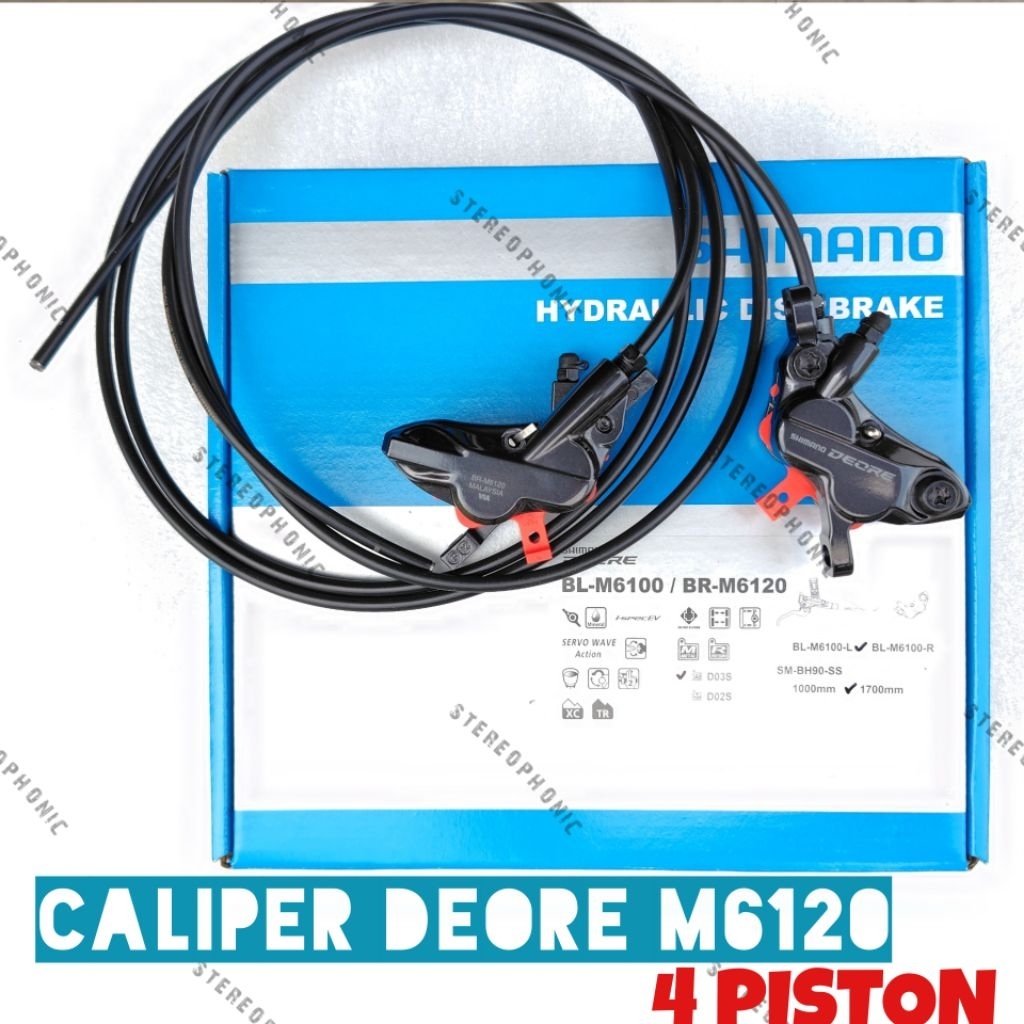 NEW ORIGINAL SHIMANO Sepasang Caliper DEORE 4 Piston Caliper DEORE M6120 4 Piston Kaliper DEORE 4 Pi