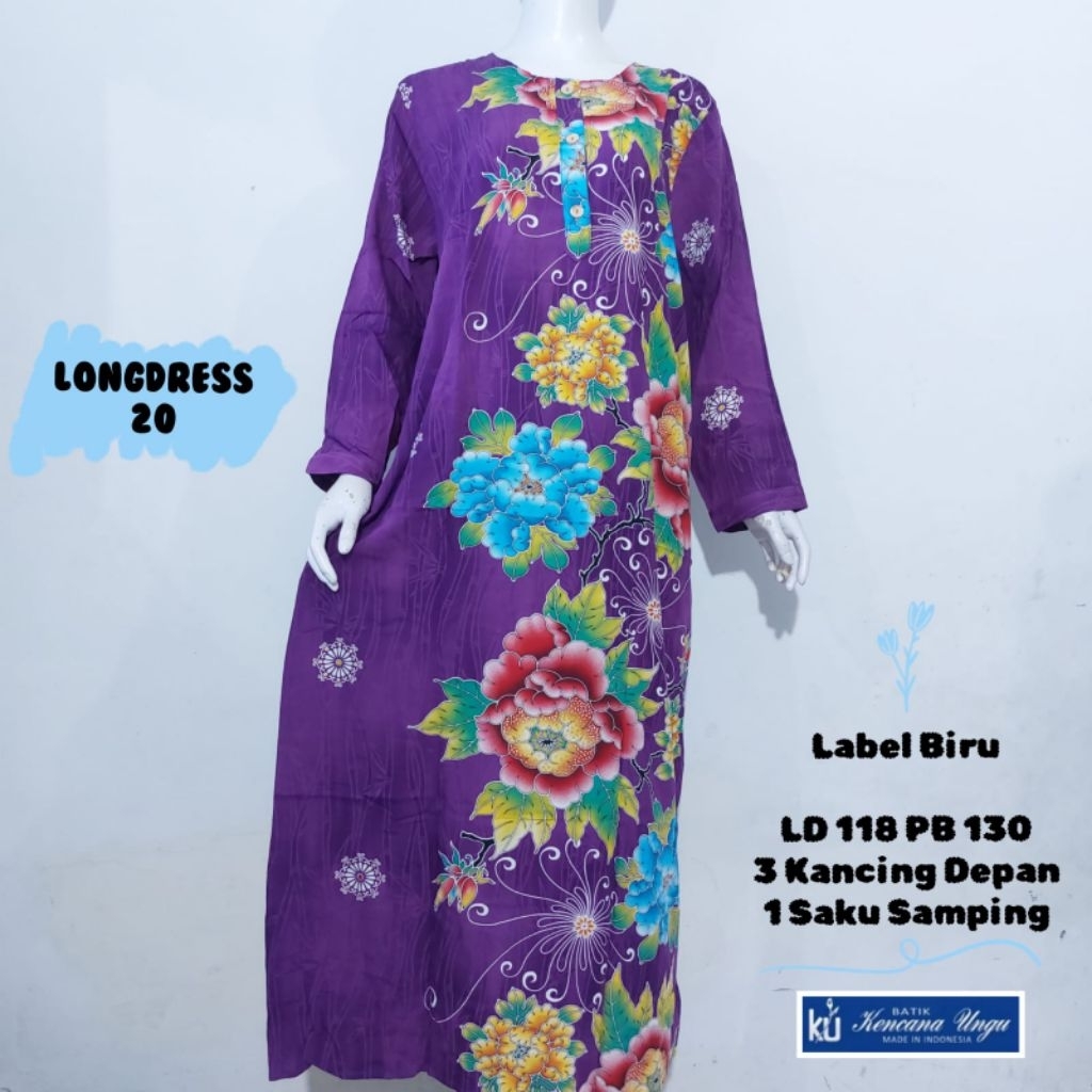 LD 20 KUB || DASTER LONGDRESS LD 120 LENGAN PANJANG KENCANA UNGU LABEL BIRU GROSIR MURAH