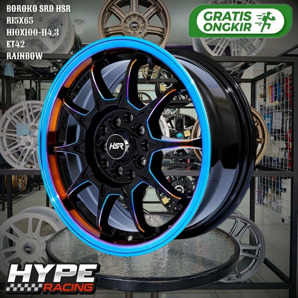 Velg Mobil Boroko SRD Ring 15 R15 Rainbow Lubang 5  bisa untuk New Veloz , Luxio , Ertiga