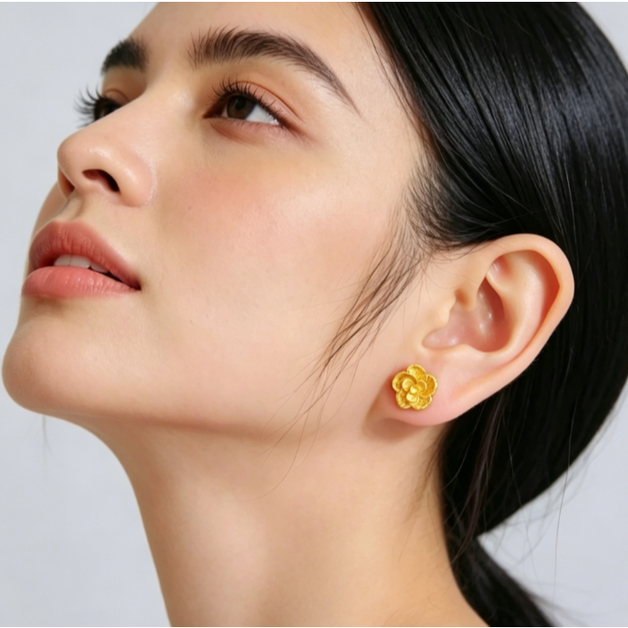 Anting emas wanita Anting Bunga Emas Model Terbaru - Anting Kecil Elegan untuk Sehari-hari