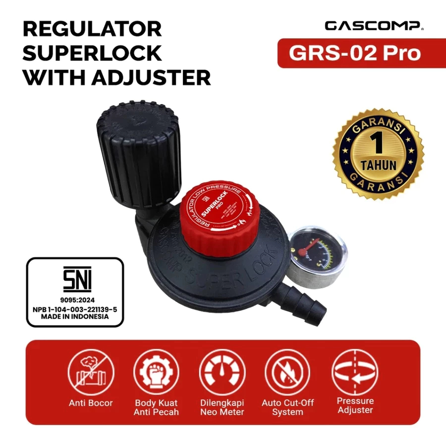 Regulator Meter Superlock Putar GASCOMP  GRS-02 Regulator Gas Superlock Regulator Gas Aman Regulator