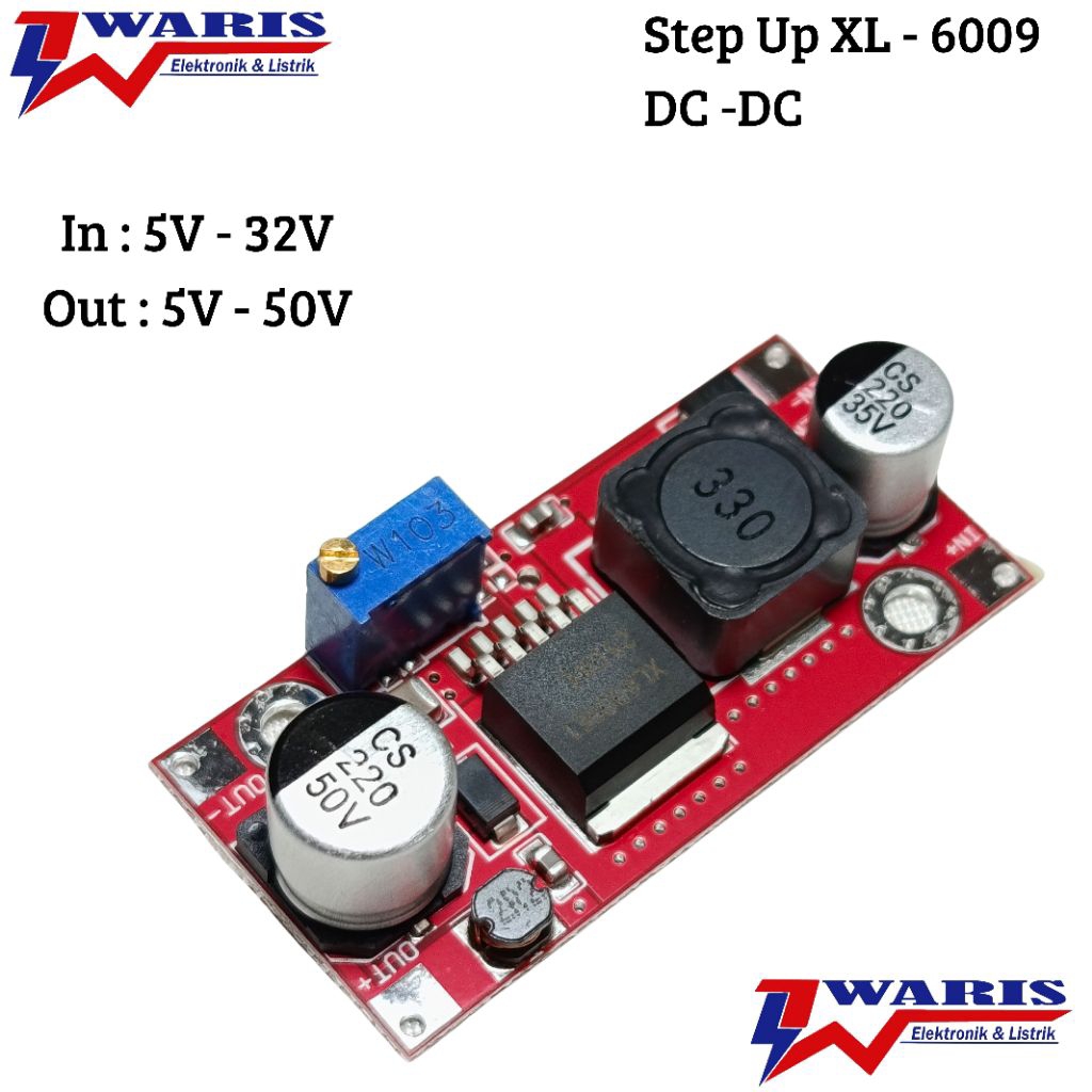 Modul Step Up XL6009 DC to DC Input 5 - 35 Volt / Output 5-50 Volt PCB Merah