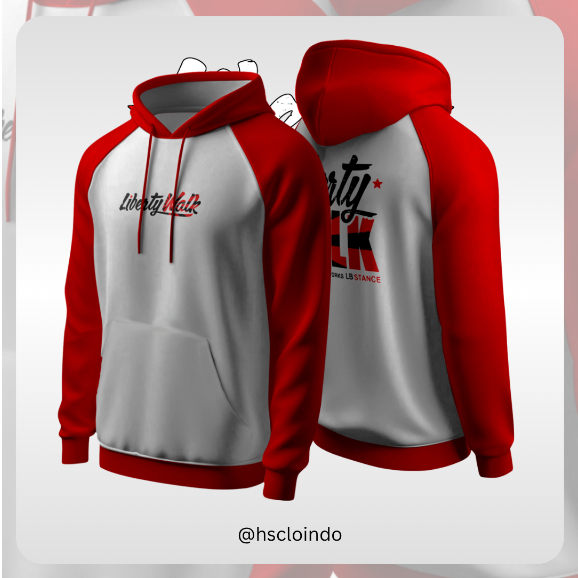 Hoodie Jumper HSCLO LIBERTY WALK LBWK  WHITE HOODIE  Big Size Bahan Katun Fleece Ukuran Jumbo XS - 5