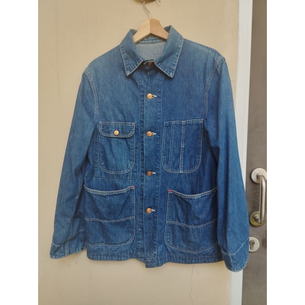 60s Blue Bell Wrangler Vintage Denim Chore Jacket Brass Buttons Made in USA
