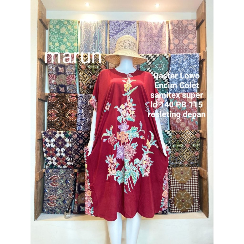 Daster Lowo Encim Colet Bunga Batik Cap Kombinasi Batik Tulis Premium