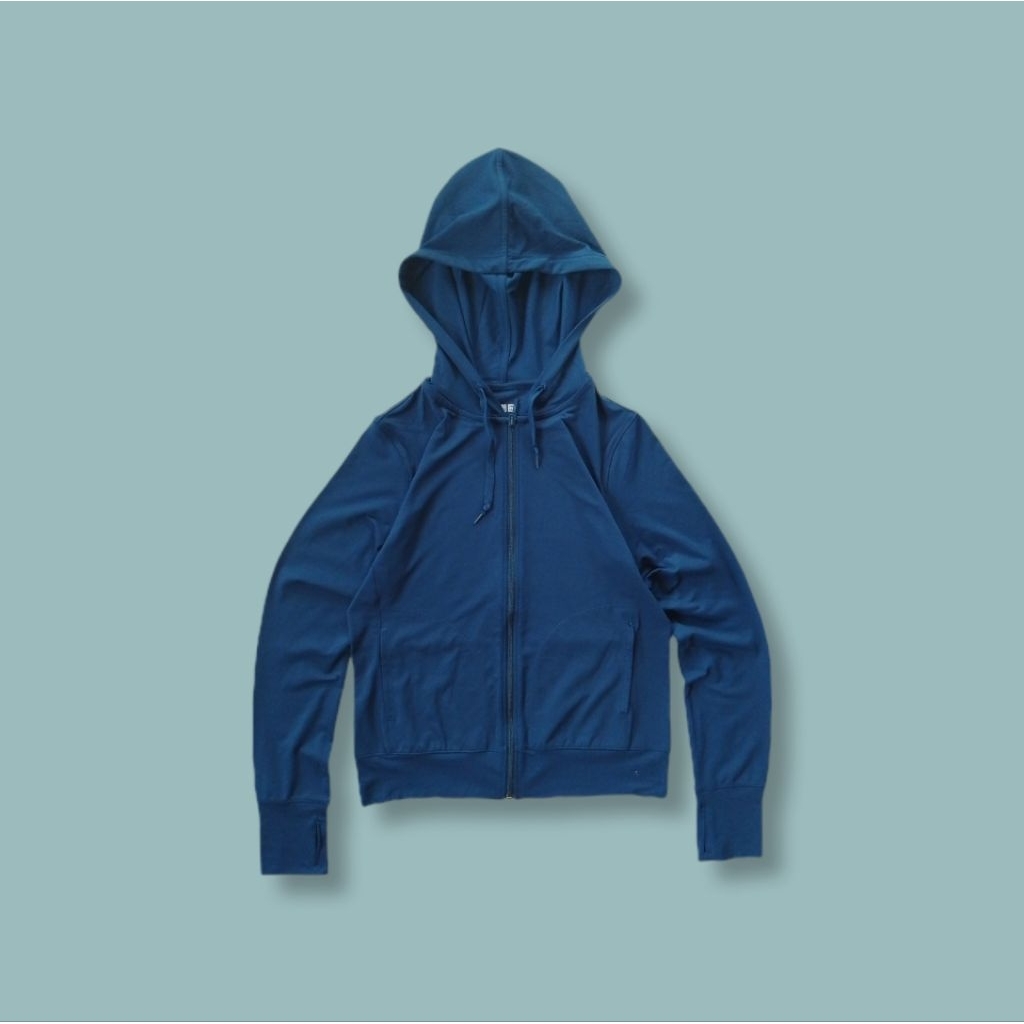Uniquesport - Jaket Olahraga Running Uniqlo AIRism UV Cut Navy Second