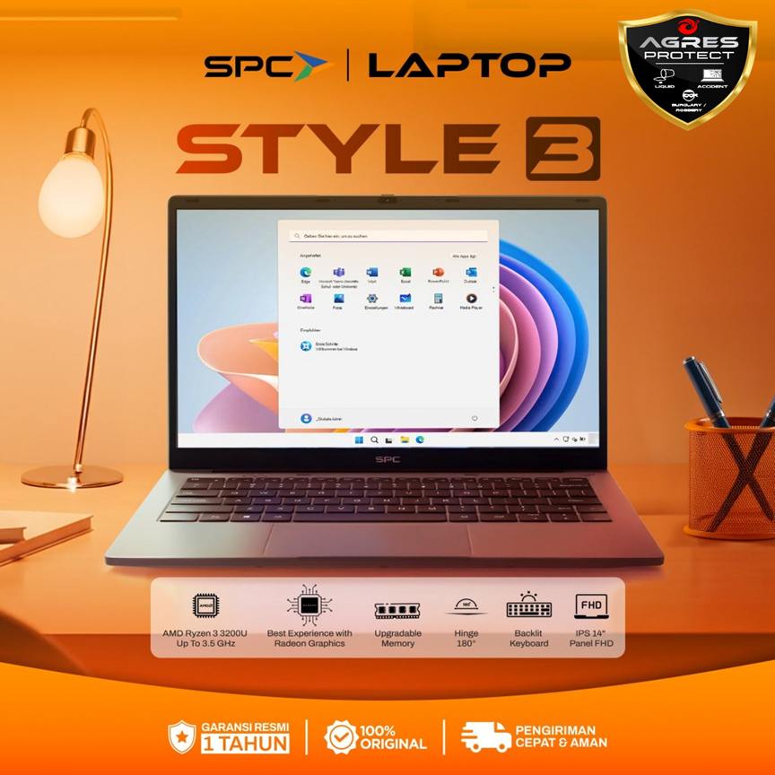 LAPTOP SPC STYLE 3 AMD RYZEN 3 3200 - RAM 8GB 256GB WINDOWS 11 14.0FHD IPS
