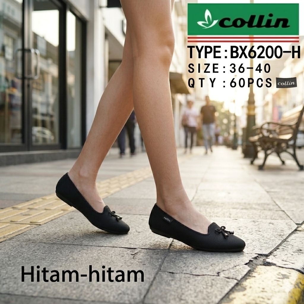 Collin flat shoes sepatu balet wanita formal warna hitam ringan lentur