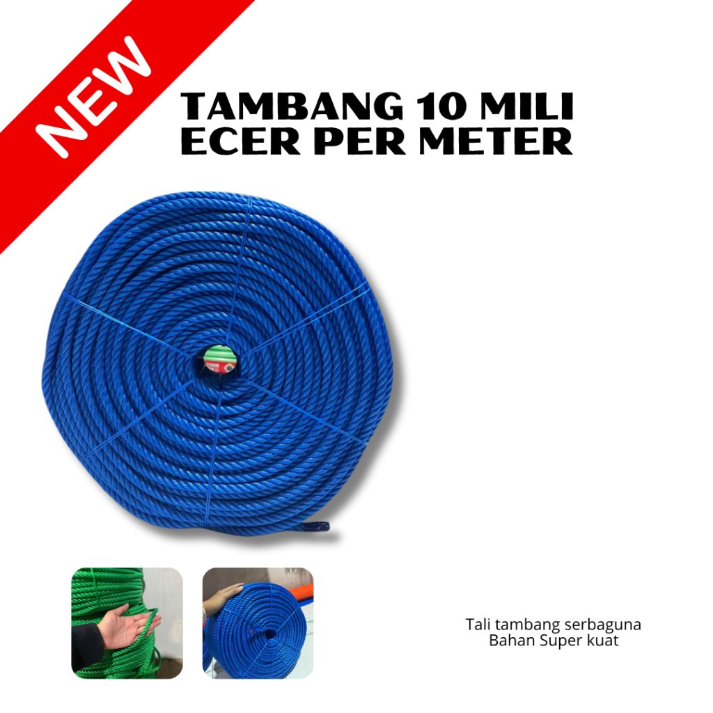 Tali Tambang 10 Mili Serbaguna-Tambang 10 mm Serbaguna Murah-Per 1 meter tambang 10 mm