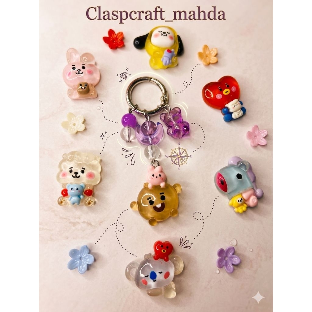 [HANDMADE] Keychain Kpop BT 21 Resin Aesthetic | Gantungan Kunci Custom Kpop Member Ot7
