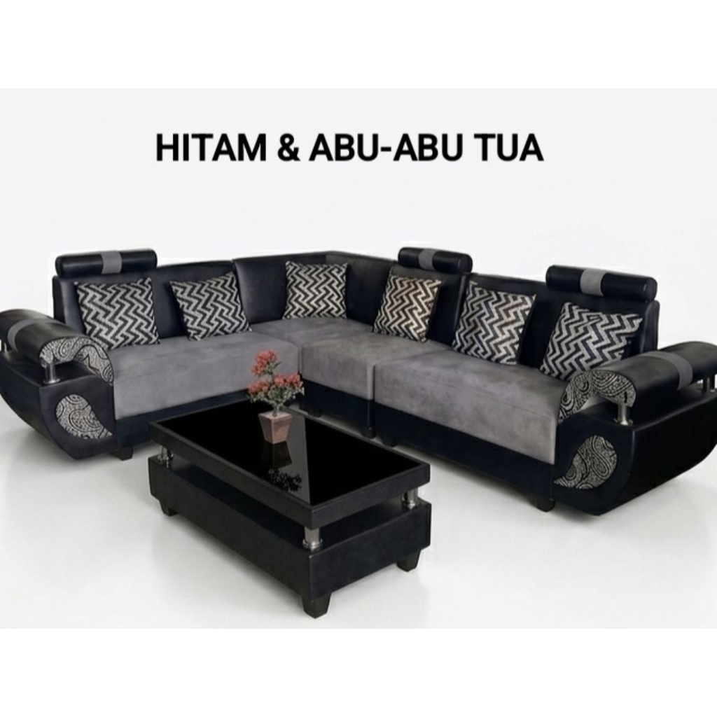 Sofa L Corner Jaguar Minimalis Mewah + Meja Tamu Fullset - Set Kursi Ruang Tamu Jumbo