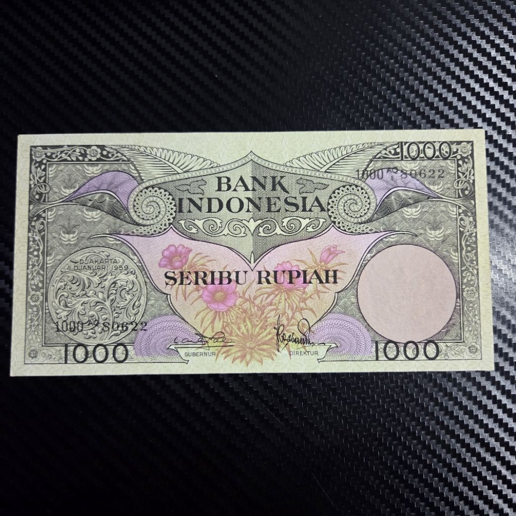 Uang Kuno 1000 Rupiah 1959 Seri Bunga Klasik Bank Indonesia Asli Check Detail Foto