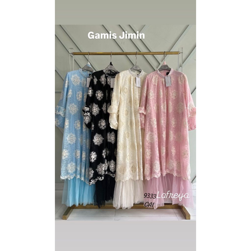 LAFREYA JIMIN Abaya Brukat Tile cantily mewah bordir kombinasi Tutu Premium (43404)