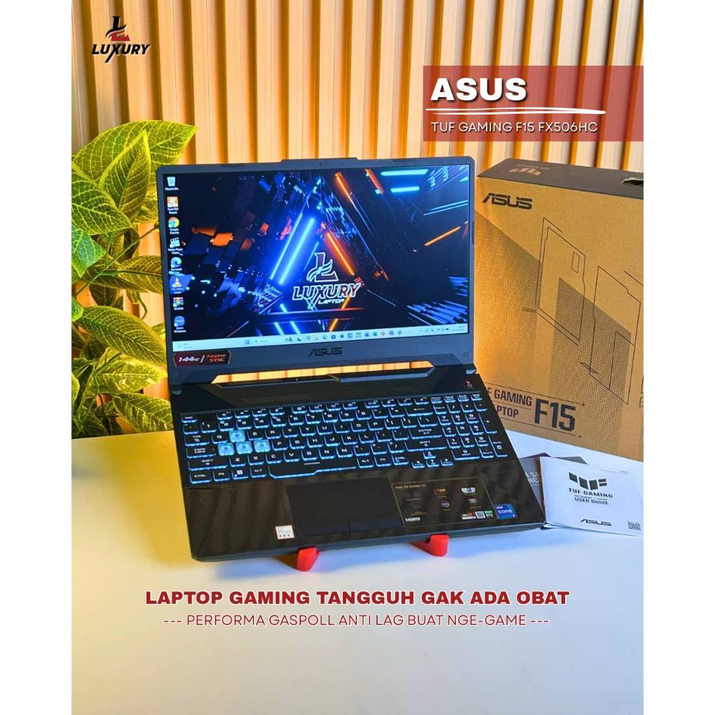 LAPTOP ASUS TUF GAMING F15 FX506HC INTEL CORE I7 NVIDIA RTX 3050 SSD 512GB RAM 16GB LAYAR 144HZ BACK