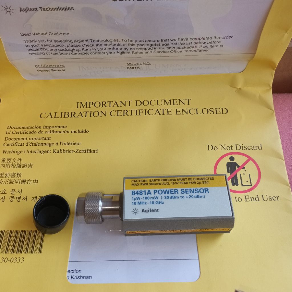 Agilent 8481A Power Sensor (10 MHz - 18 GHz
