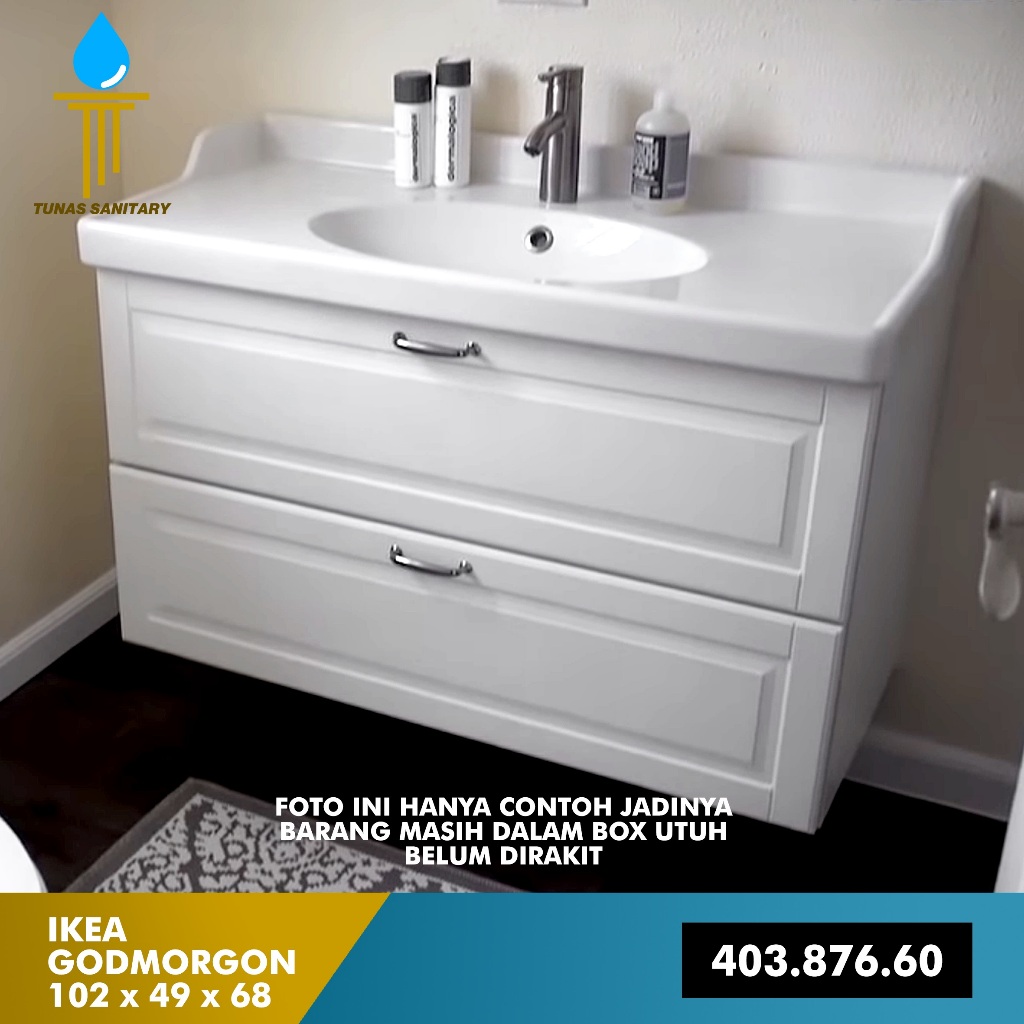 Meja Kabinet Lemari Wastafel IKEA GODMORGON 100 x 47 x 58cm Kasjon White Putih 403.876.60