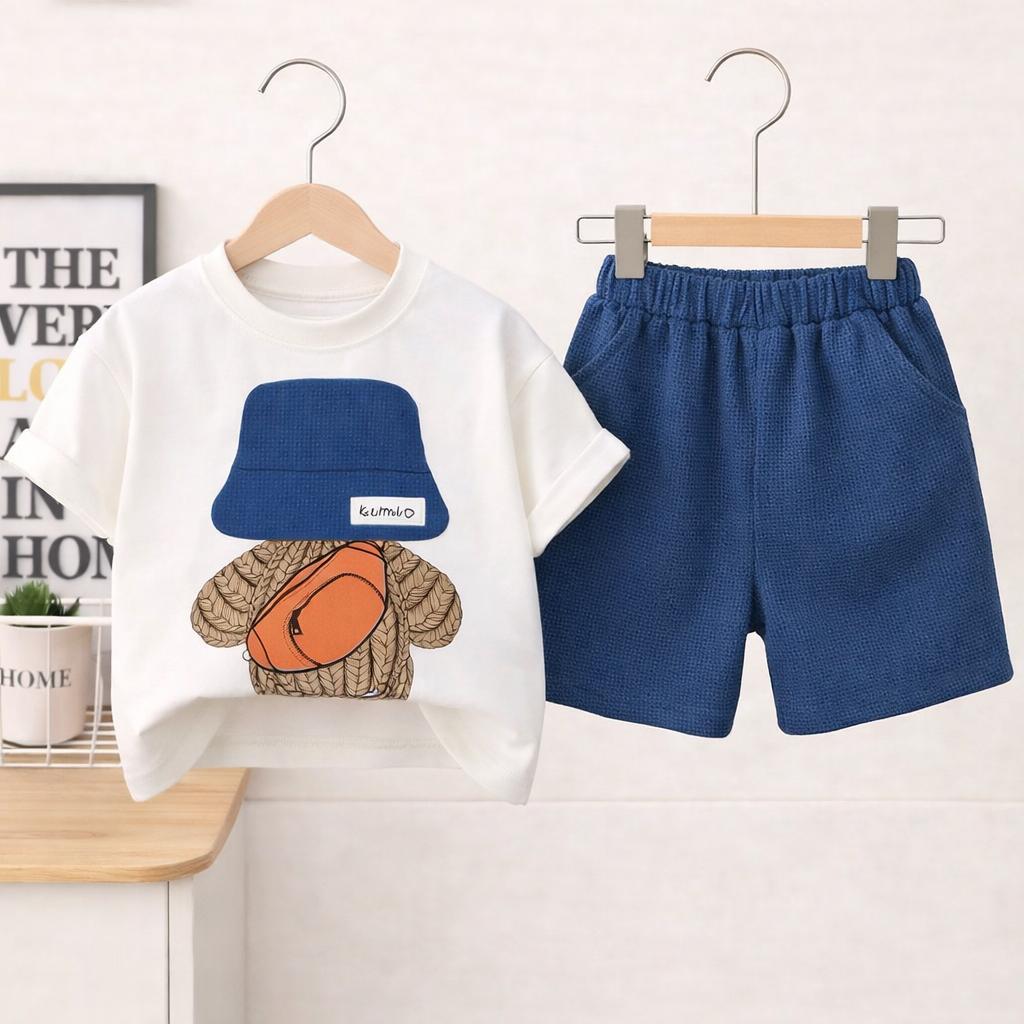 SETELAN ANAK LAKI LAKI BAJU TOPI MOLY ANAK DAN CELANA PENDEK ANAK BAJU IMPORT ANAK USIA 1-5 THN