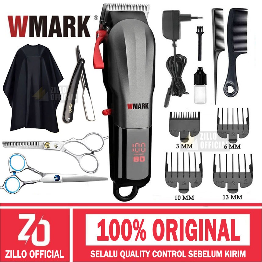 Mesin Cukur Alat Potong Pencukur Rambut Pangkas Barbershop WMARK Original Baterai Cas Charger