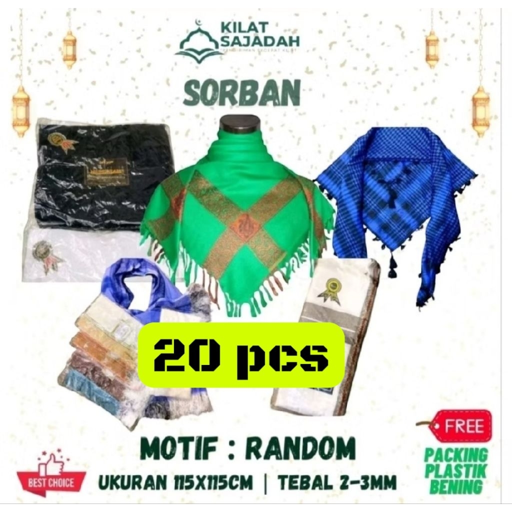 Paket 20 Pcs Sorban Aneka Motif Aksesoris kepala pria
