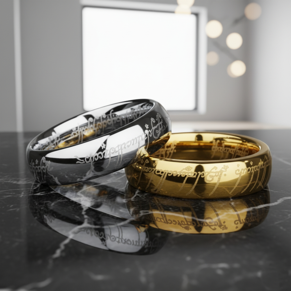 Cincin Couple Lord of The Rings Anti Karat – Titanium Steel Gold & Silver