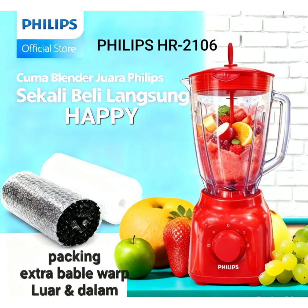 BLENDER PHILIPS HR2106 DENGAB MATA PISAU STAILESS ANTI KARAT