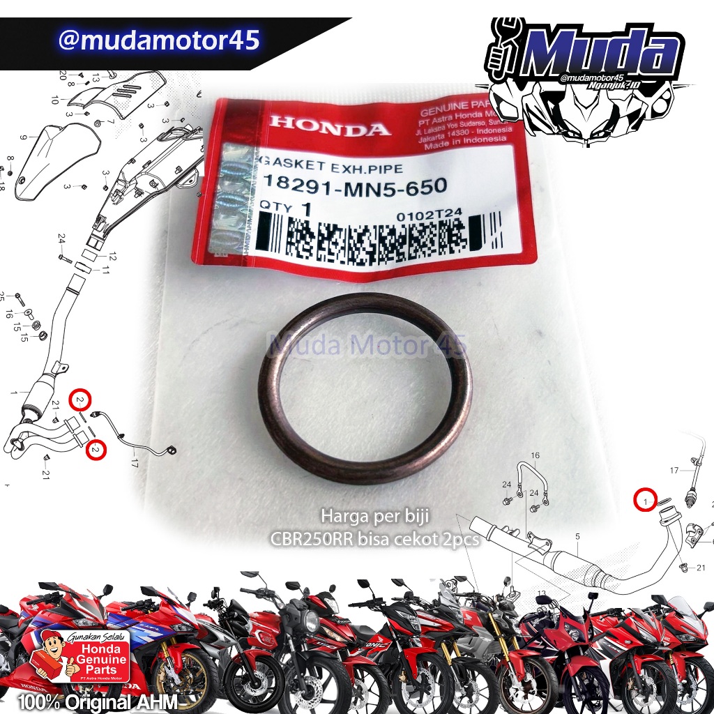 PAKING ATAS HEADER KNALPOT CBR250RR CBR150R CRF150L TIGER MEGA PRO SONIC VERZA SUPRA GTR CB150X CB15