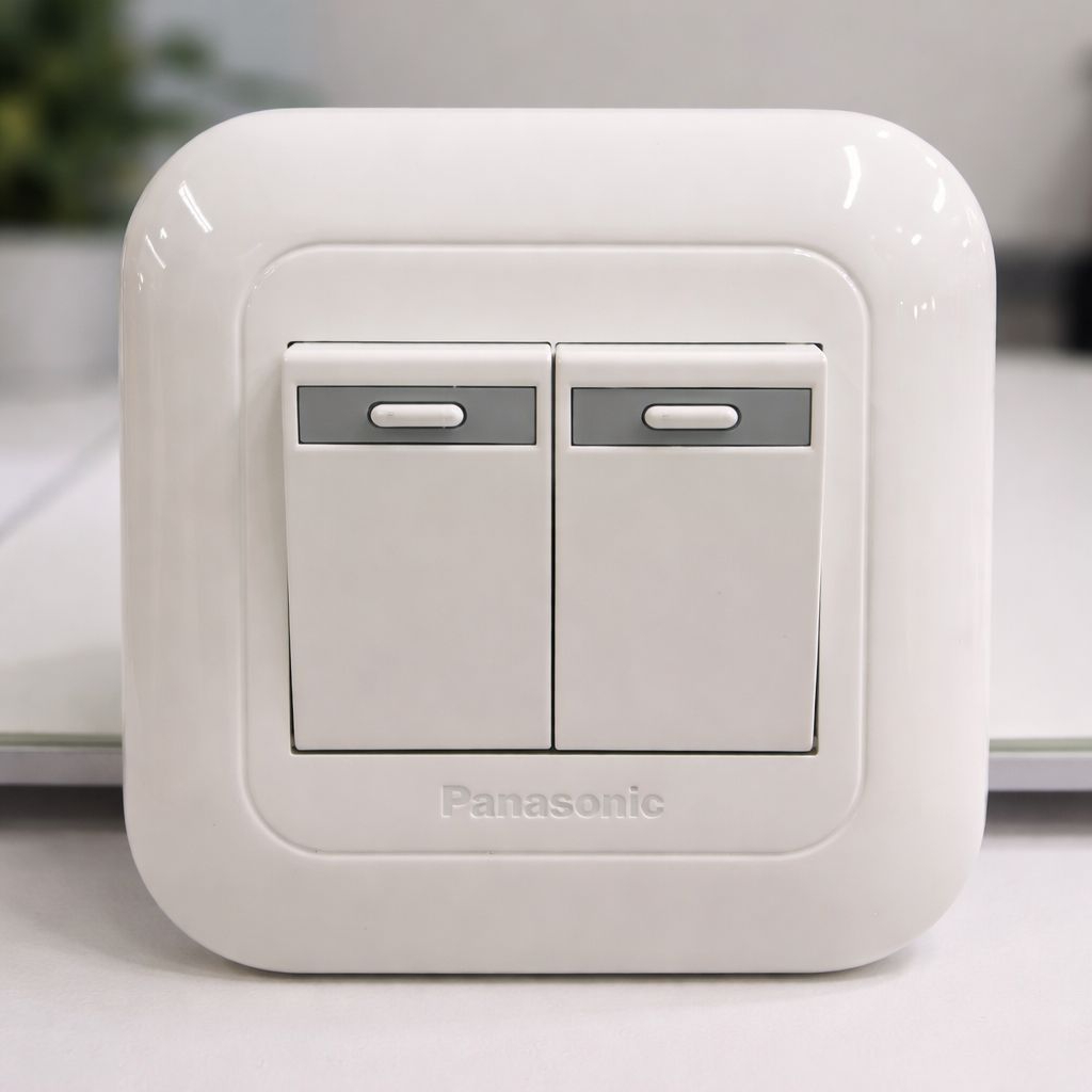 saklar panasonic saklar double Saklar Lampu Double Panasonic Original 2 Gang Switch Putih Minimalis 