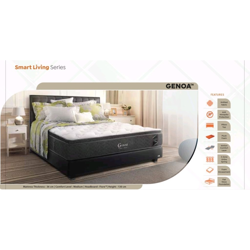 Hanya Kasur atau set ukuran lengkap 100 120 160 180 dan 200x200cm ,original Florence. Type Genoa, te