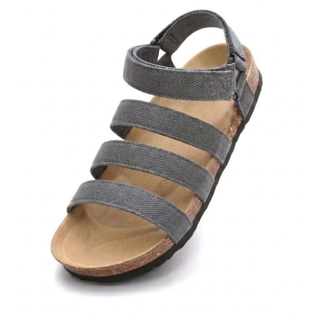 SANDAL GUNUNG SANDAL OUTDOOR SANDAL ADVENTURE COMET JEPIT SLOP TALI HITAM - ABU