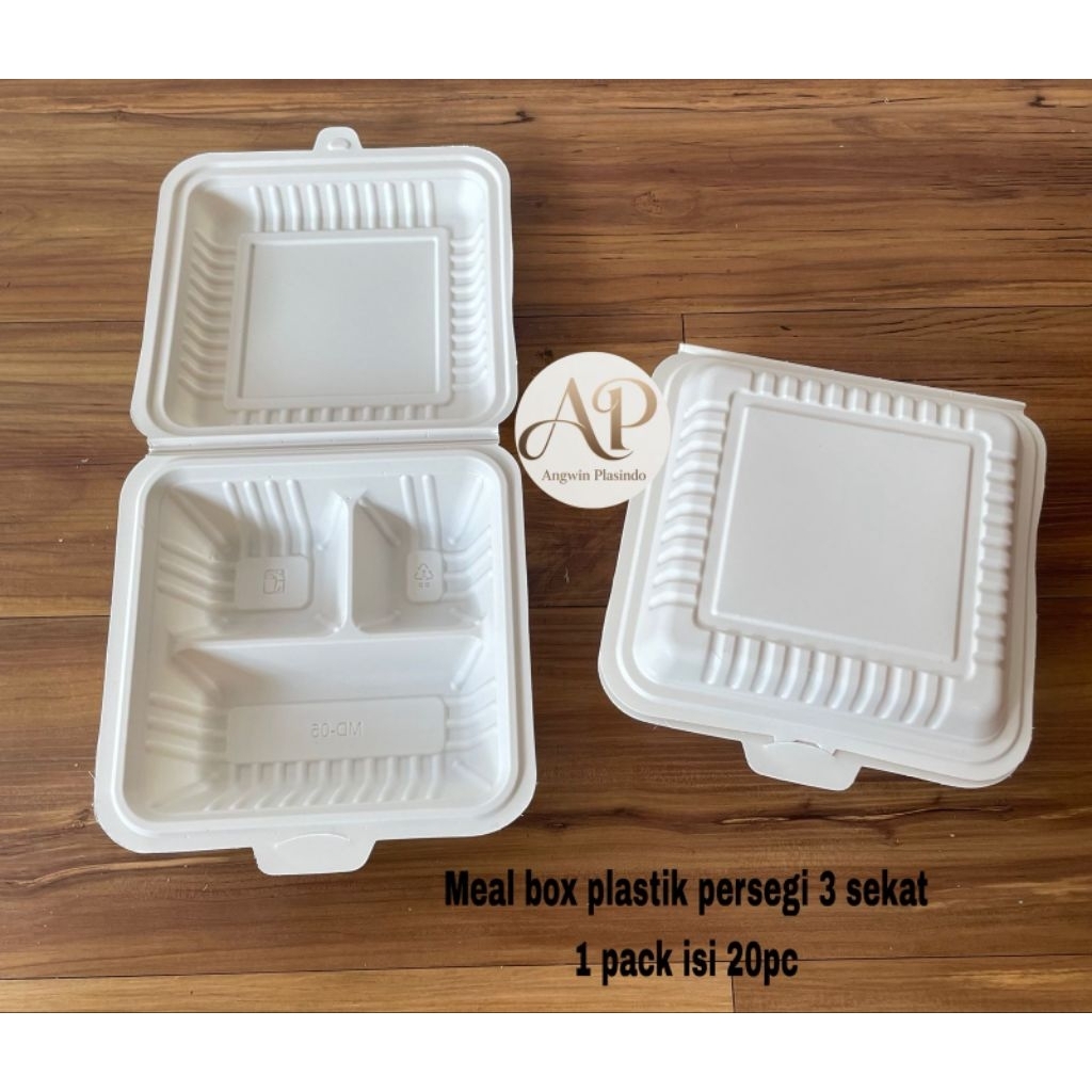 meal box sekat 3 lunch box kotak makan plastik sekat 3 15x15cm