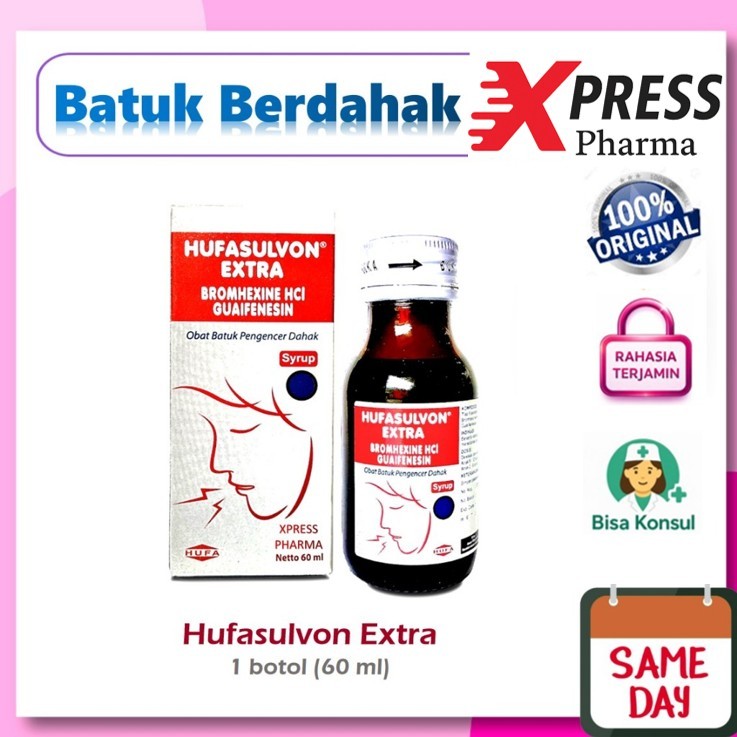 XPRESS  HUFASULVON EXTRA SYRUP botol isi 60 ml Ekstra Obat Batuk Berdahak Pengencer Dahak Hufasulfon