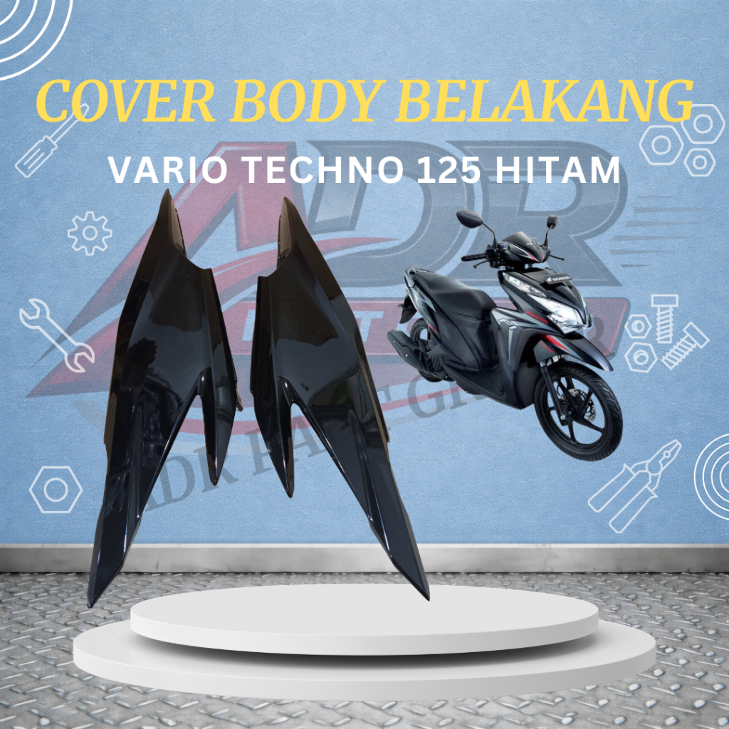Cover Body Belakang Honda Vario Techno 125 Bodi Samping Vario Techno 125 KZR HITAM Tenshi
