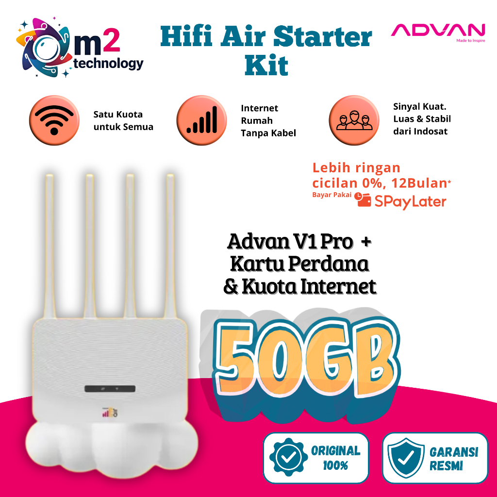 Advan HiFi Air 4G LTE Modem WiFi Portable – Free Paket Data Indosat 50GB