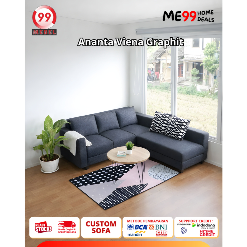 Sofa Ananta Viena Graphit sofa sudut sofa hitam sofa ruang tamu sofa minimalis sofa kantor sofa hita