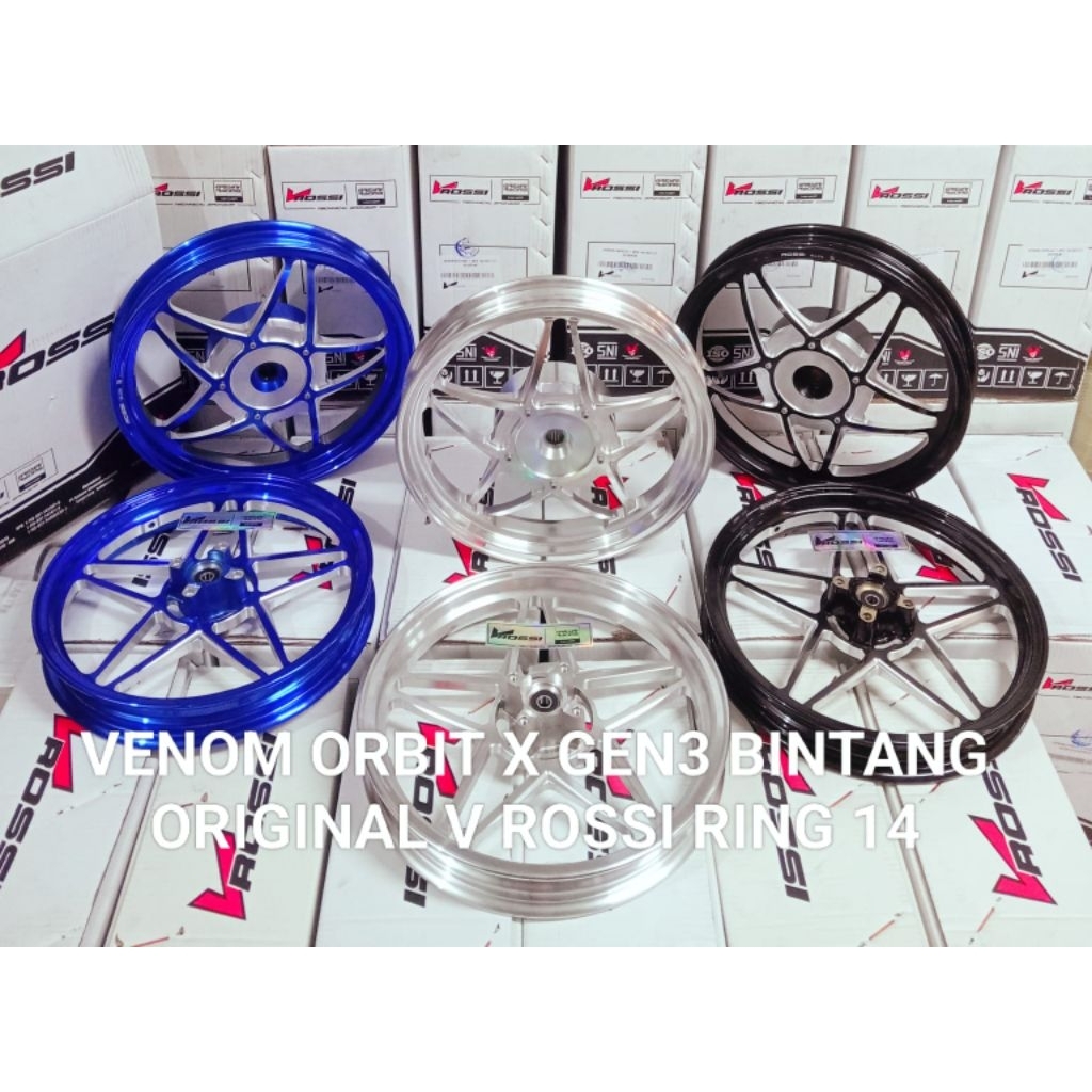 VELG/PELAK RACING V ROSSI ORIGINAL VENOM ORBIT GEN3 BINTANG RING 14 BEAT KARBU BEAT FI SCOOPY KARBU 