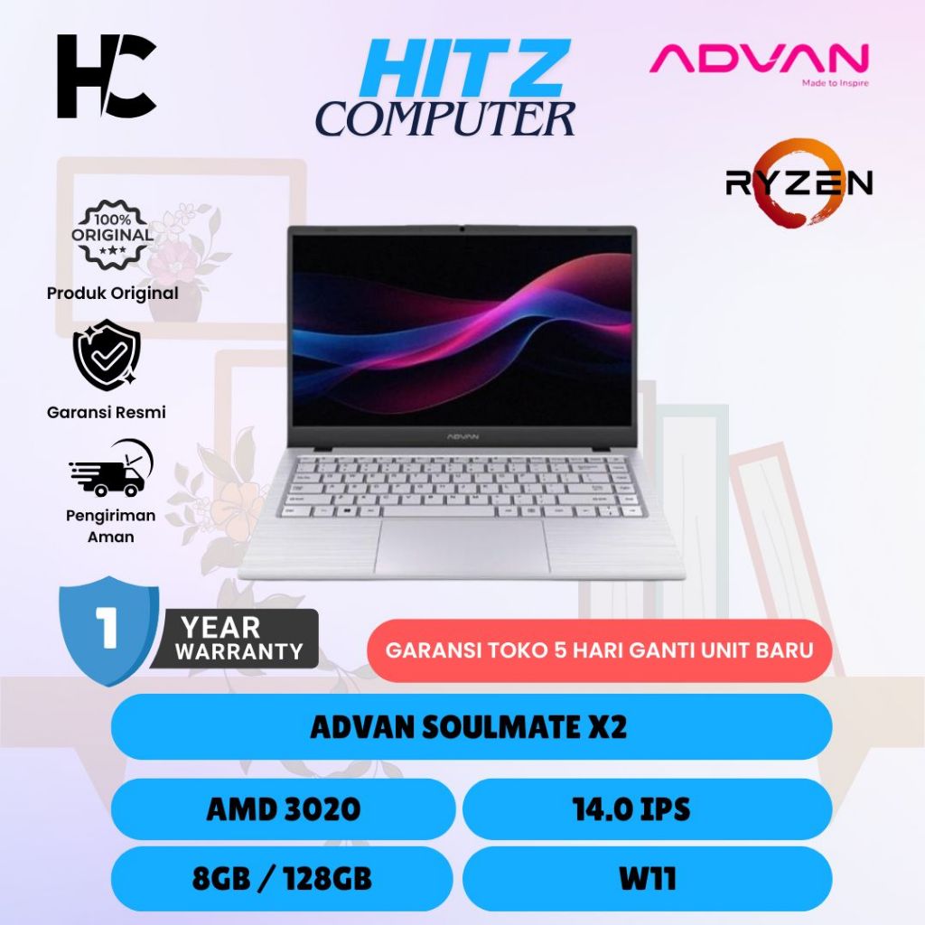 ADVAN SOULMATE X2 AMD 3020 8GB 128GB W11 14.0 IPS MIDNIGHT BLUE | PINK