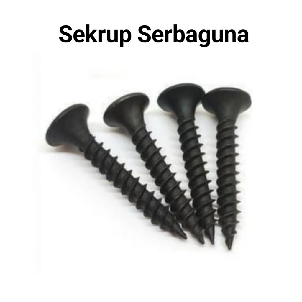 [4 Pcs] Sekrup Baja - Sekrup Gypsum - Drywall Screw - Sekrup Gypsum Hitam - Sekrup Hitam - Sekrup Ba
