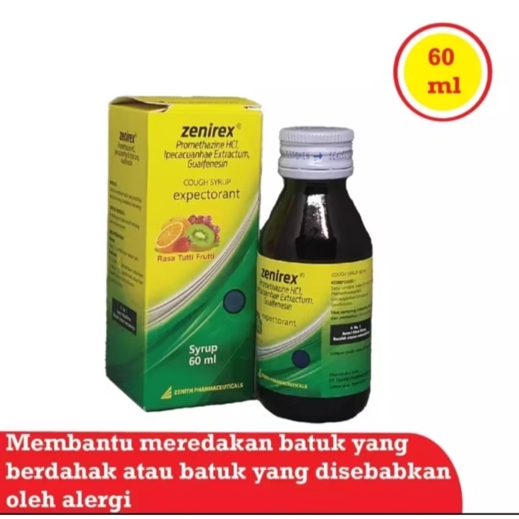 Sirup Obat Batuk Zenirex 60ml - Mengatasi Batuk Berdahak Alergi, mengencerkan dahak melegakan tenggo
