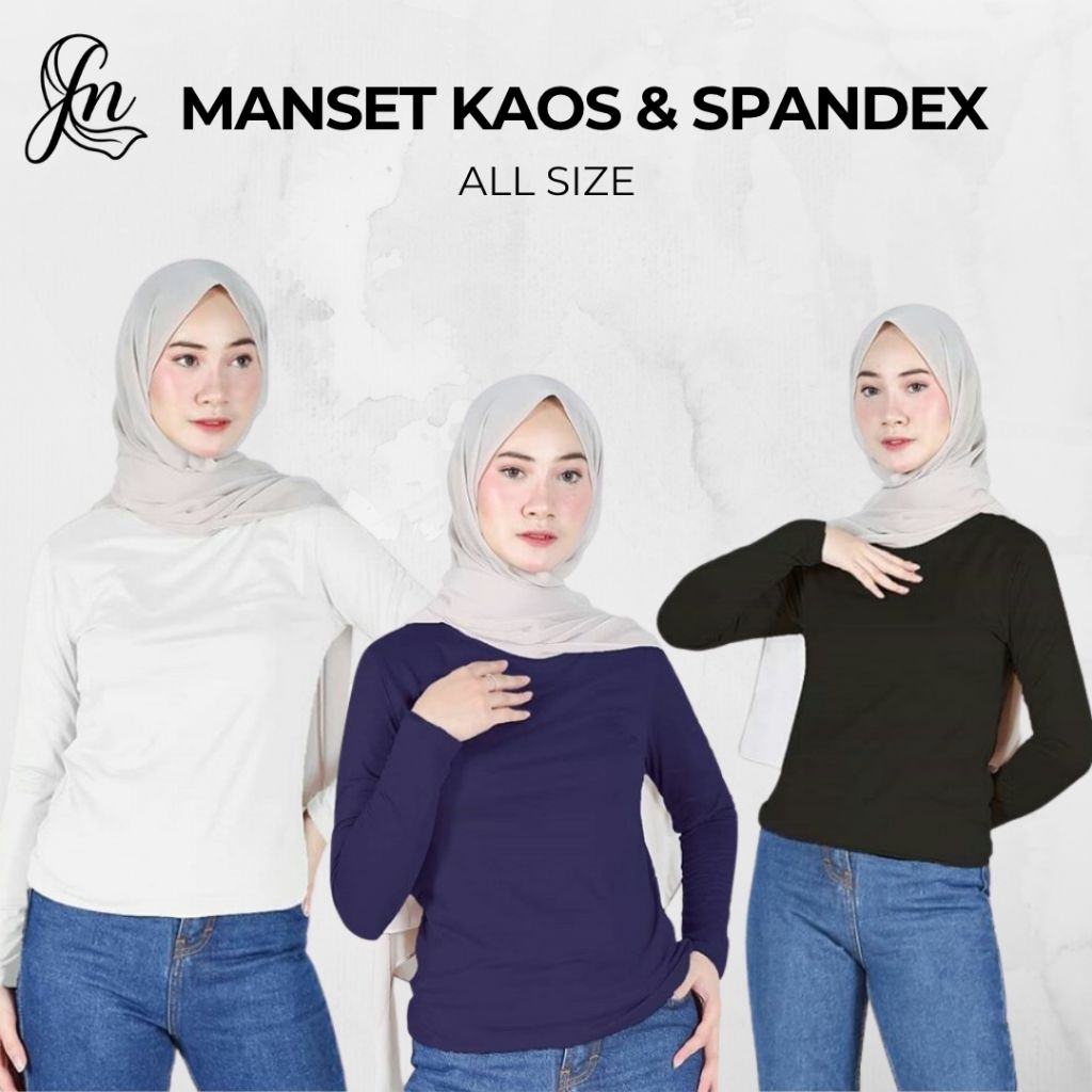 Manset Baju Dewasa Kaos & Spandek All Size - Kaos Dalaman Gamis Melar & Serap Keringat