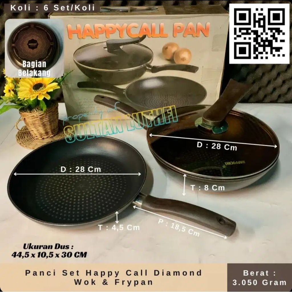 Panci Set Happy Call Diamond Wok & Frypan
